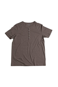 Heather Cotton/Modal/Spandex Henley in Coffee
