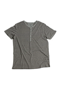 Recycled Cotton/Poly Heather Grey Stripe Henley