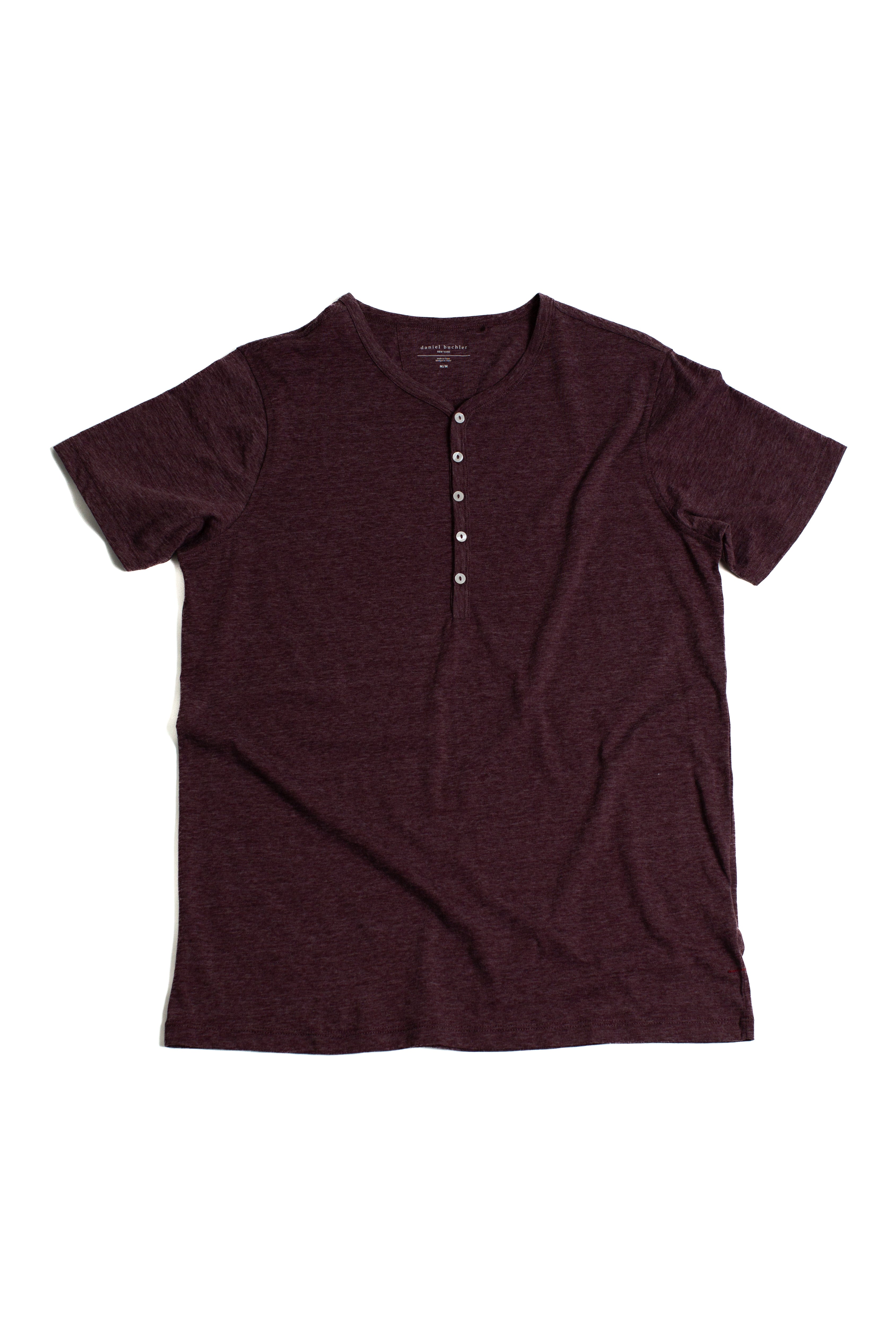 Recycled Cotton/Poly Wine Heather Henley