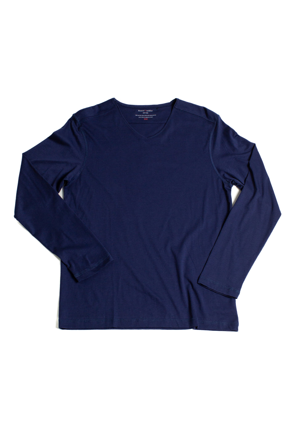 100% Peruvian Pima Cotton Long Sleeve Replenishment V-neck - Navy