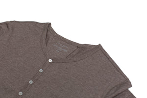 Heather Cotton/Modal/Spandex Henley in Coffee
