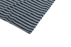 Recycled Cotton/Poly Navy + Grey Stripe Heather Henley