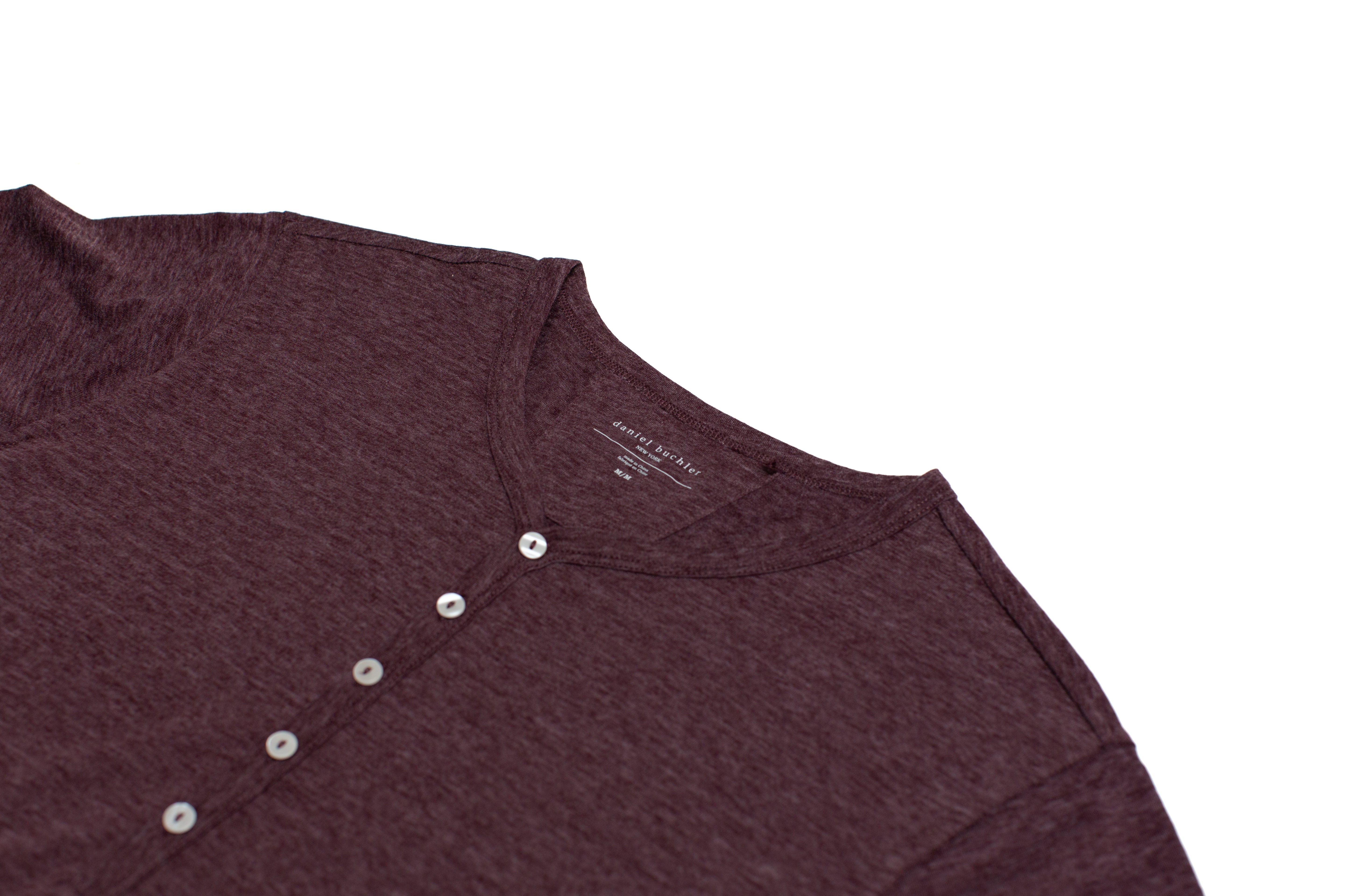 Recycled Cotton/Poly Wine Heather Henley