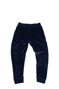Chainlink Brushed Poly/Spandex Velour Navy Jogger