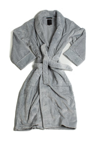 Plush Polyester Tiny Square Grey Robe