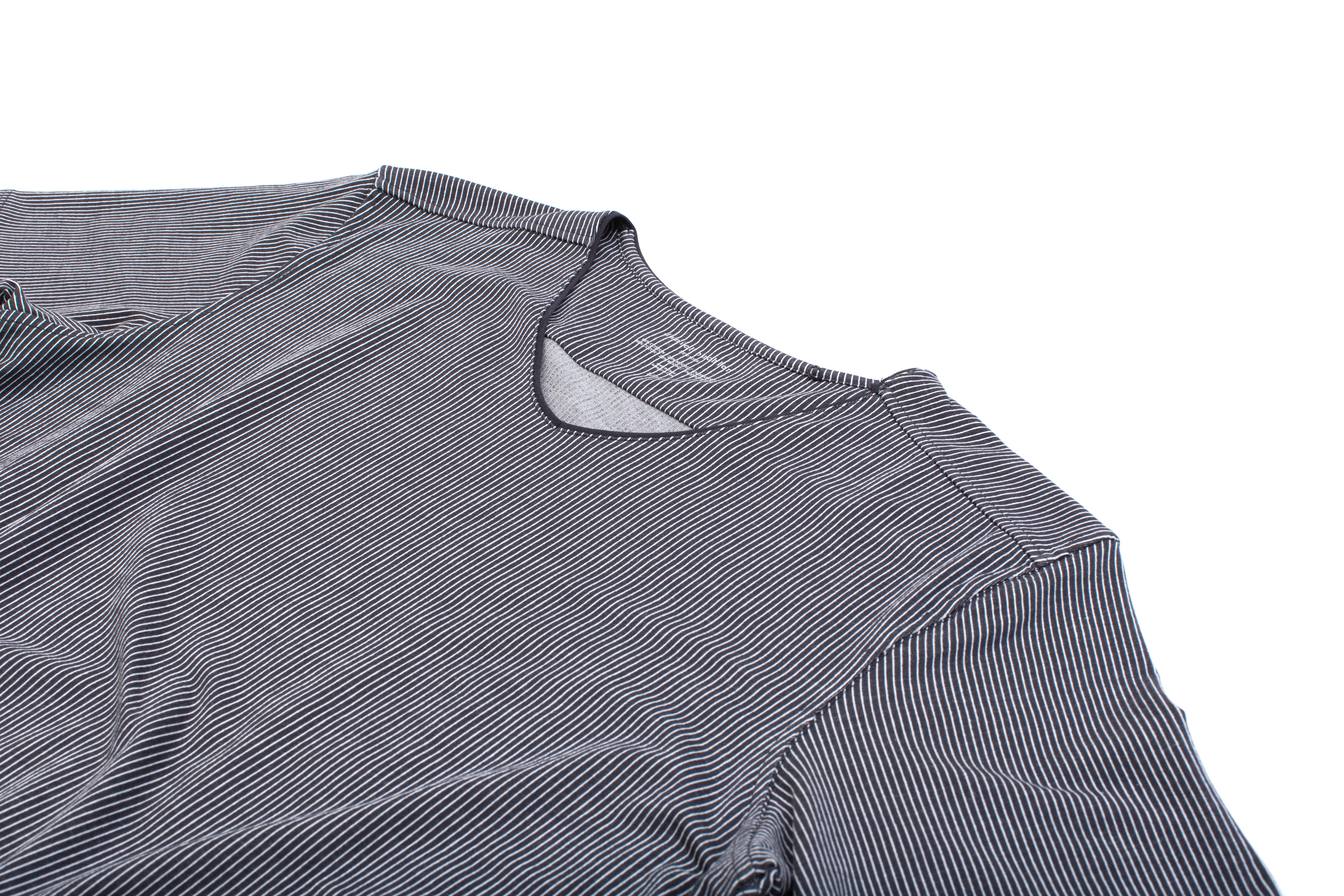 Striped Cotton/Modal/Spandex V-neck Tee