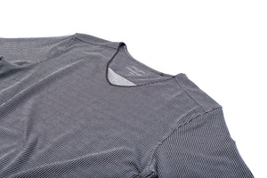 Striped Cotton/Modal/Spandex V-neck Tee
