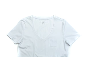 Super Fine Cotton/Spandex Short Sleeve V-Neck - White