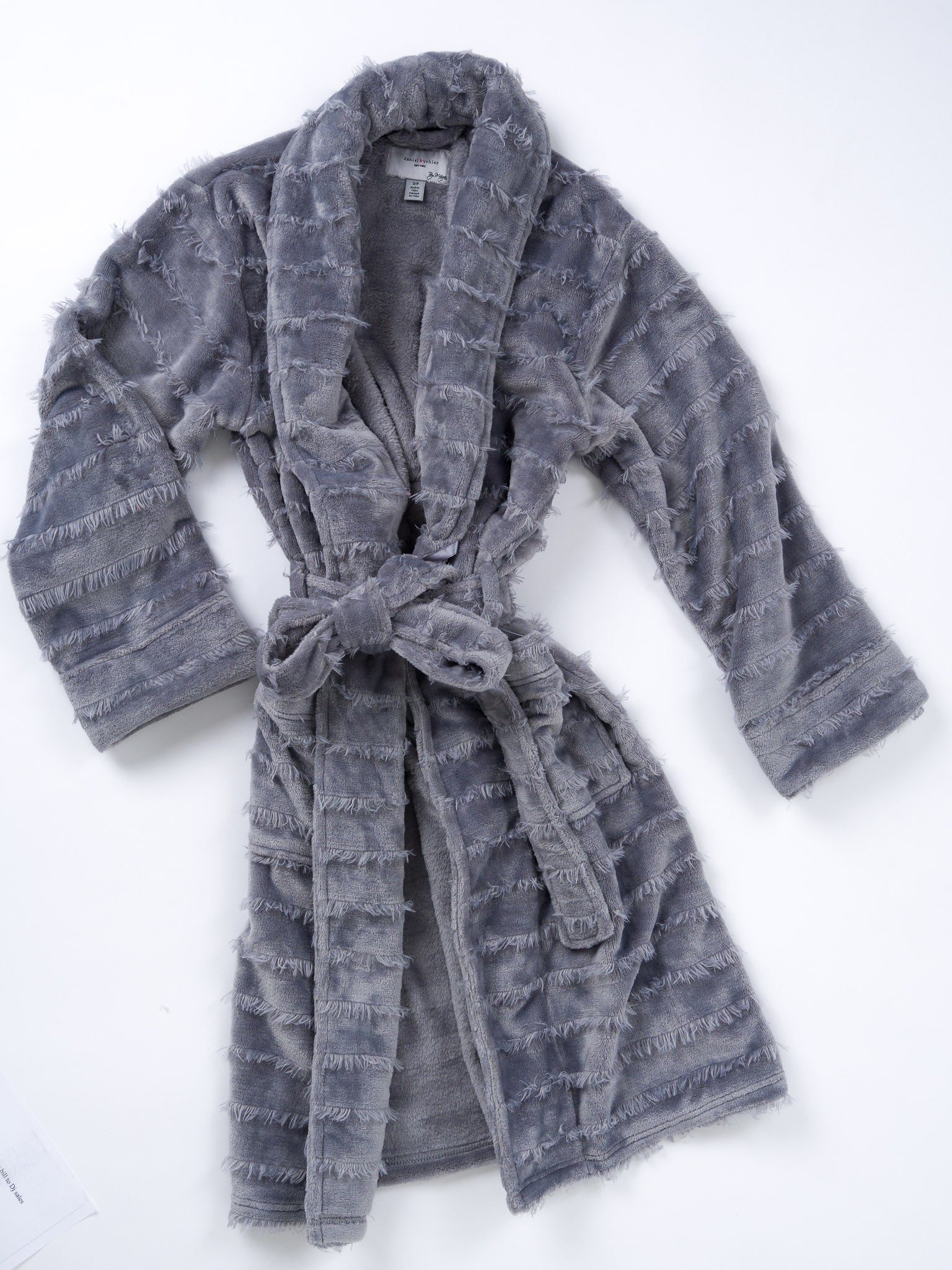 Polyester Furry Stripe Robe - Grey – Daniel Buchler