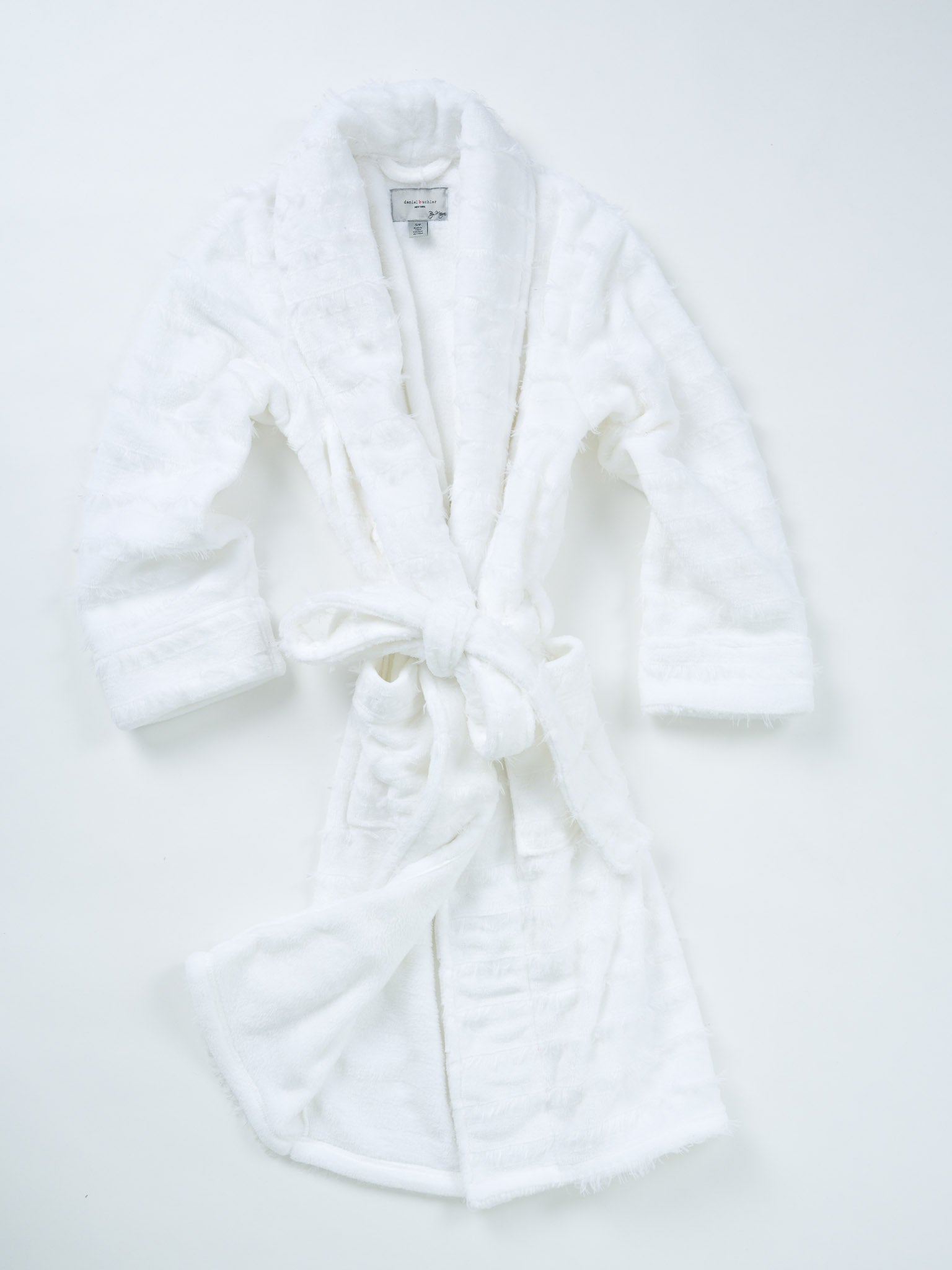 Polyester Furry Stripe Robe - White