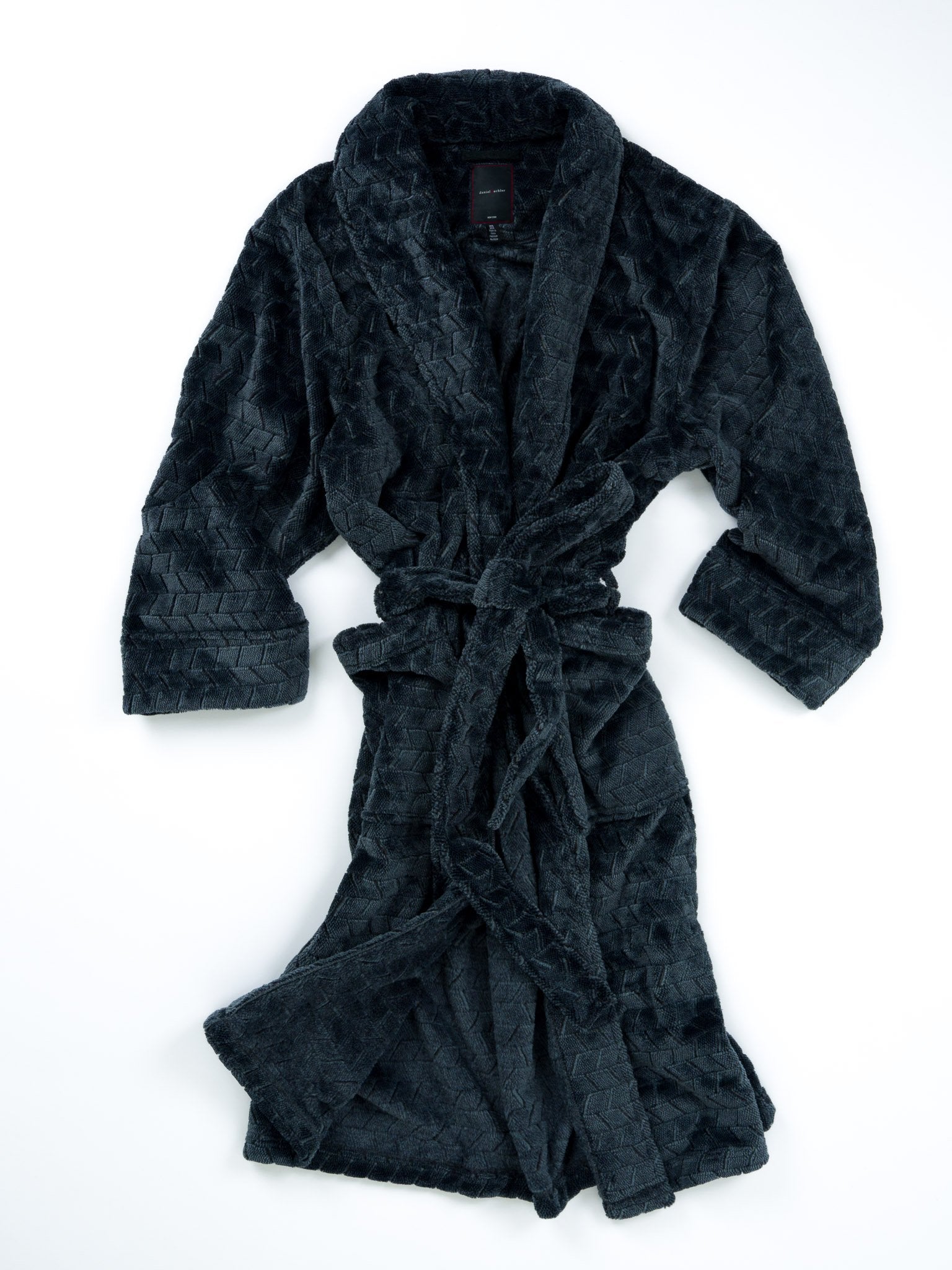 Plush Tiled Heather Jacquard Robe - Charcoal