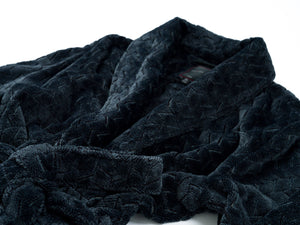 Plush Tiled Heather Jacquard Robe - Charcoal