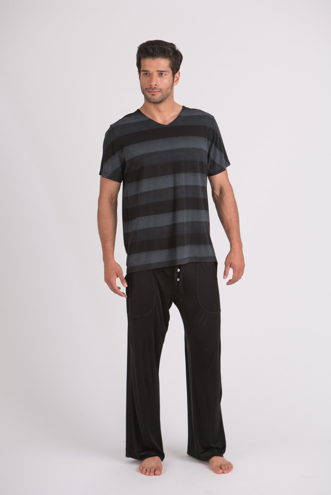 100% Peruvian Pima Cotton Hand Painted Stripe T-shirt