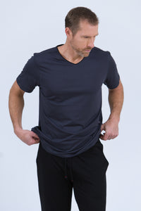 100% Peruvian Pima Cotton Contrast Neckline Ink Replenishment T-Shirt