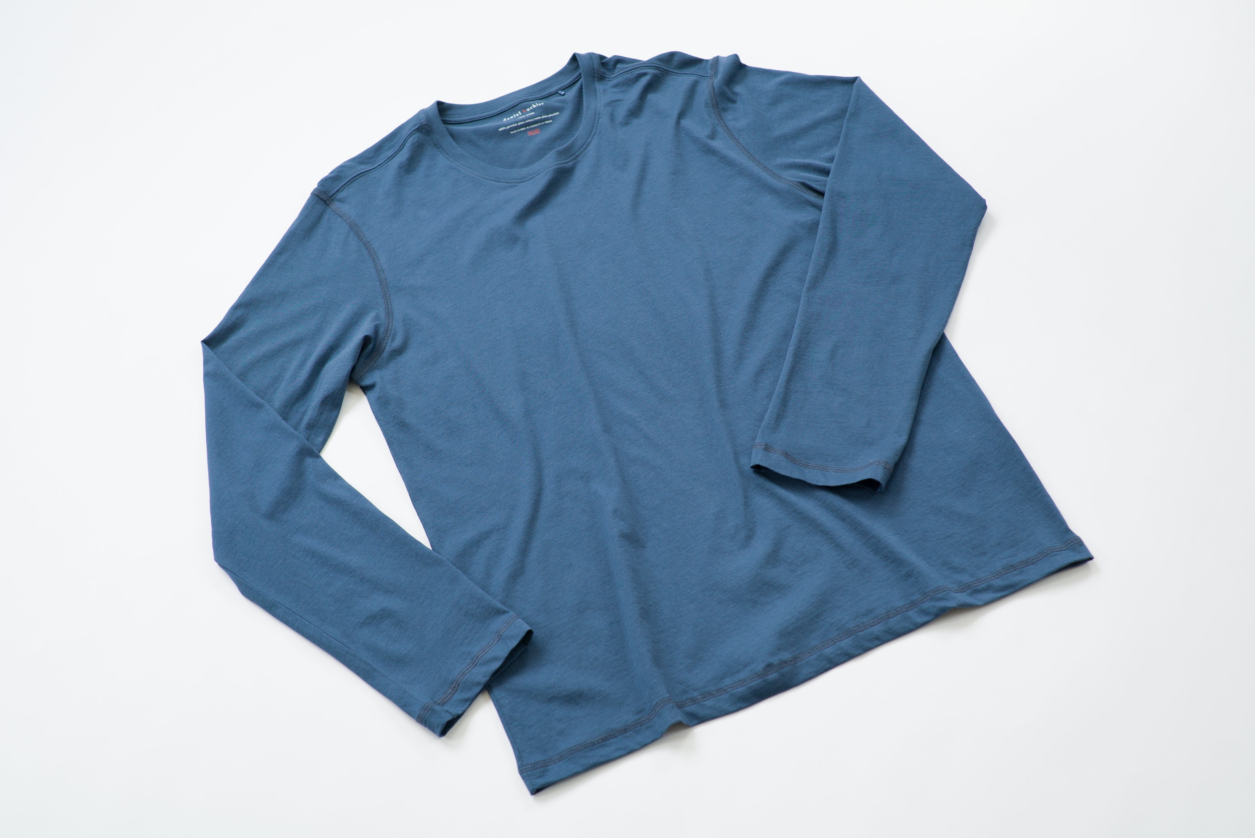 100% Peruvian Pima Cotton Denim Blue Long Sleeve
