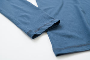 100% Peruvian Pima Cotton Denim Blue Long Sleeve