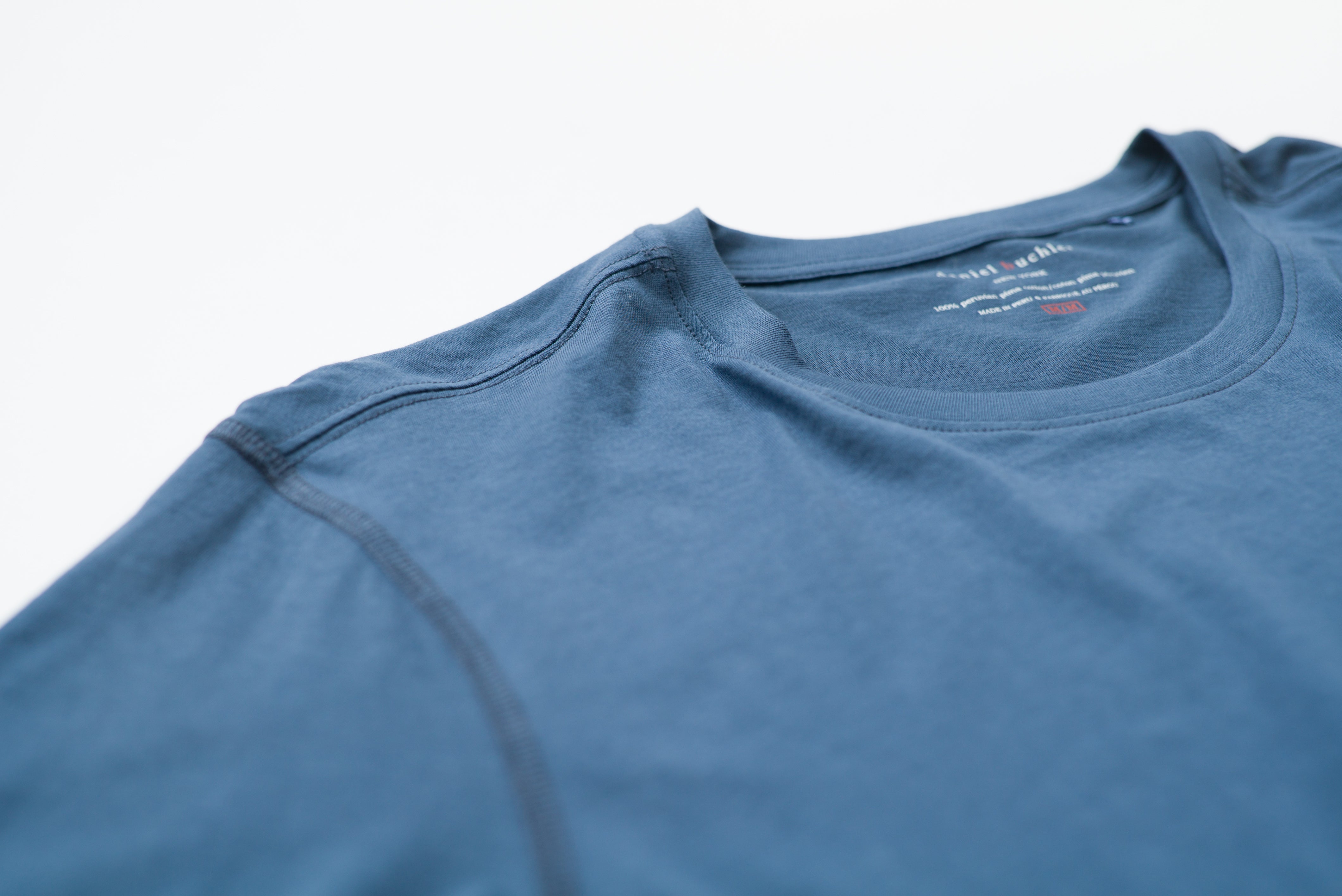 100% Peruvian Pima Cotton Denim Blue Long Sleeve