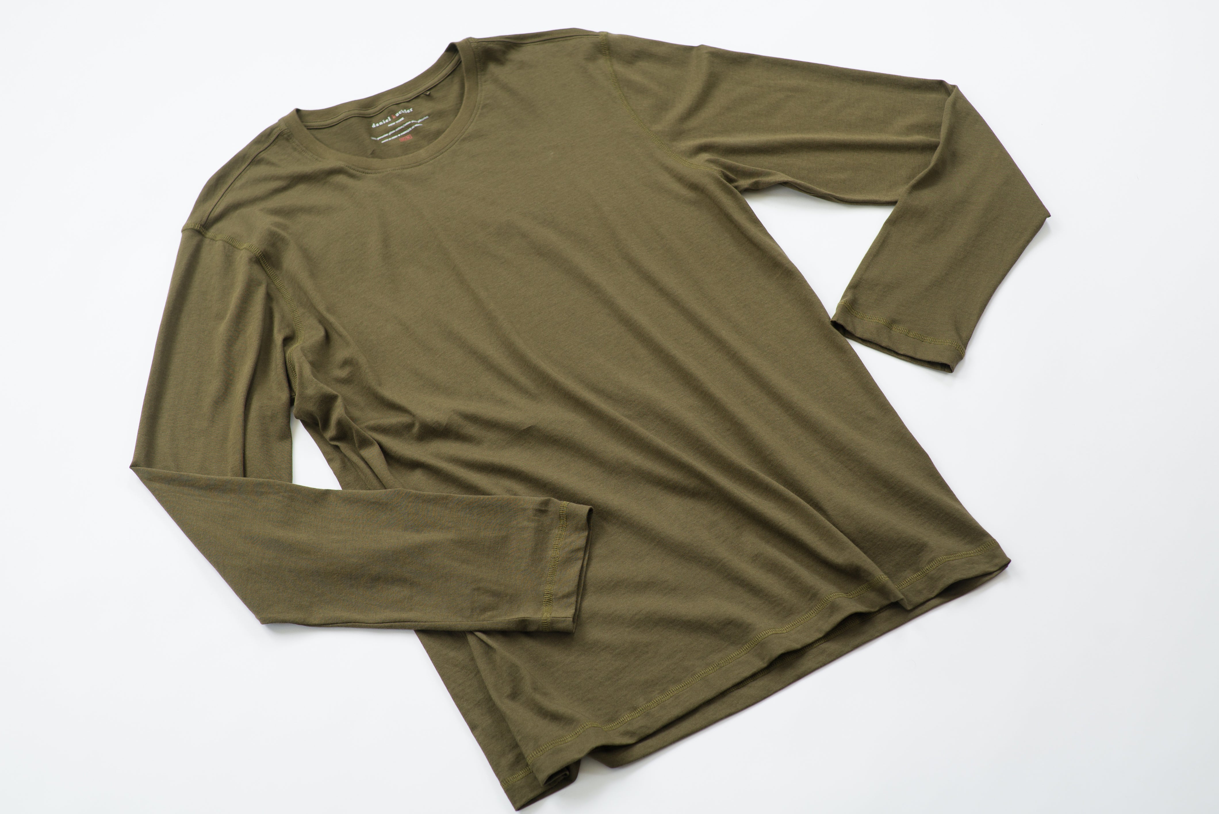 100% Peruvian Pima Cotton Olive Long Sleeve