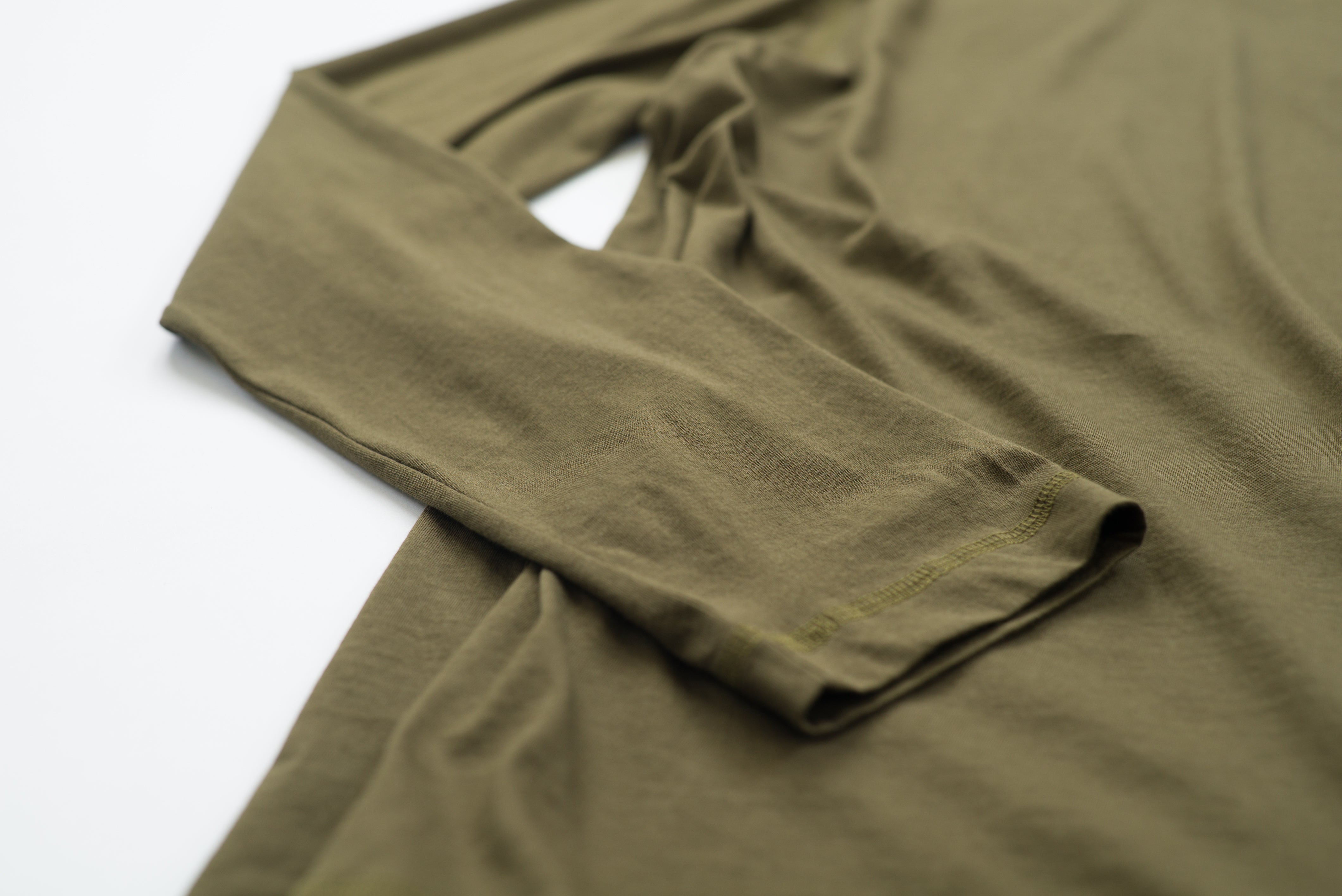 100% Peruvian Pima Cotton Olive Long Sleeve