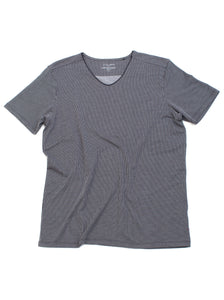 Striped Cotton/Modal/Spandex V-neck Tee