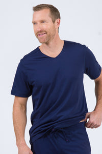 100% Peruvian Pima Cotton Replenishment V-Neck T-shirt - Navy